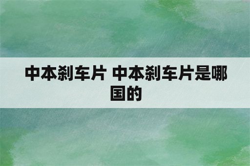 中本刹车片 中本刹车片是哪国的