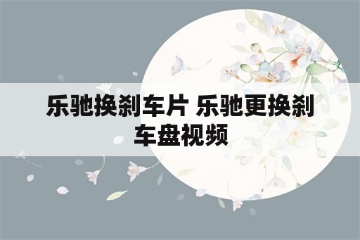 乐驰换刹车片 乐驰更换刹车盘视频