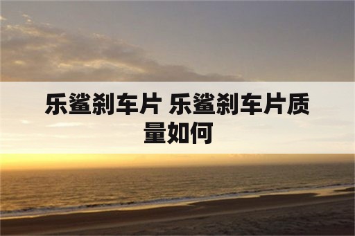 乐鲨刹车片 乐鲨刹车片质量如何