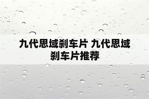 九代思域刹车片 九代思域刹车片推荐