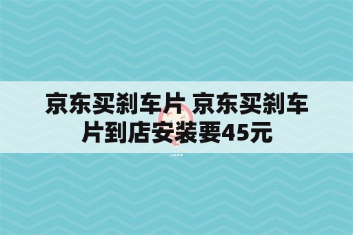 京东买刹车片 京东买刹车片到店安装要45元