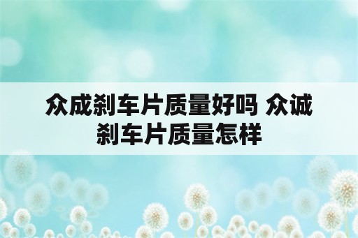 众成刹车片质量好吗 众诚刹车片质量怎样