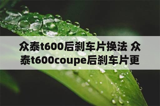 众泰t600后刹车片换法 众泰t600coupe后刹车片更换