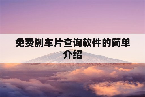 免费刹车片查询软件的简单介绍