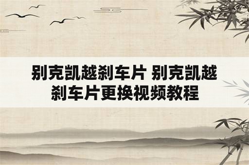 别克凯越刹车片 别克凯越刹车片更换视频教程