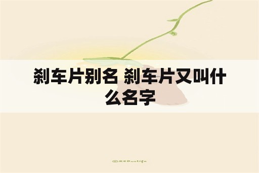 刹车片别名 刹车片又叫什么名字