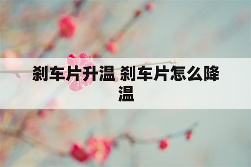 刹车片升温 刹车片怎么降温