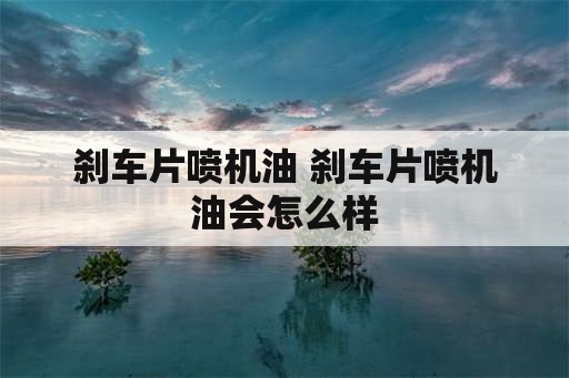 刹车片喷机油 刹车片喷机油会怎么样