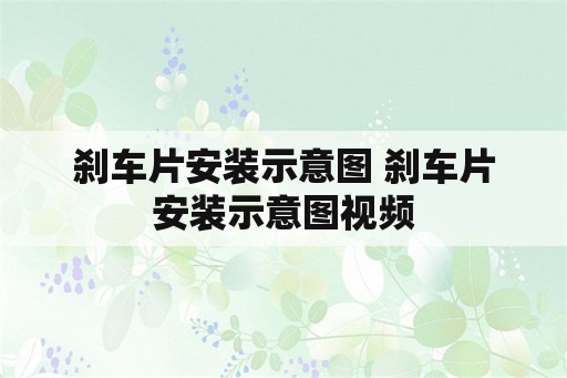 刹车片安装示意图 刹车片安装示意图视频