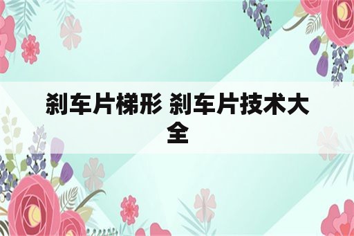 刹车片梯形 刹车片技术大全