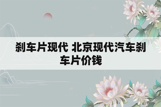 刹车片现代 北京现代汽车刹车片价钱