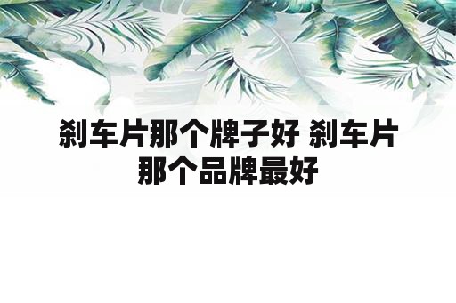 刹车片那个牌子好 刹车片那个品牌最好