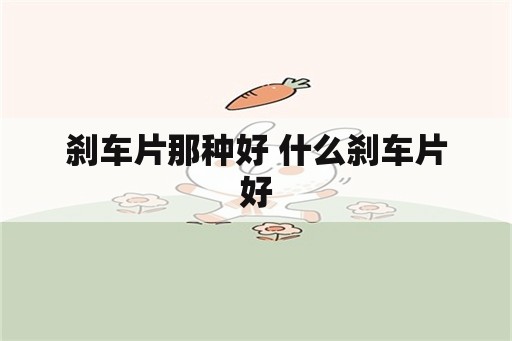 刹车片那种好 什么刹车片好