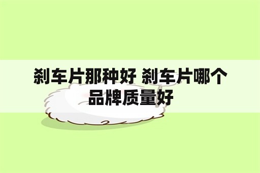 刹车片那种好 刹车片哪个品牌质量好