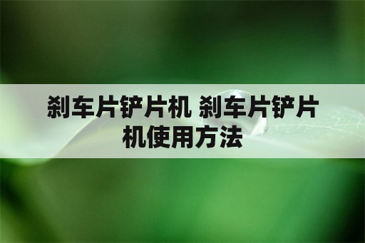 刹车片铲片机 刹车片铲片机使用方法