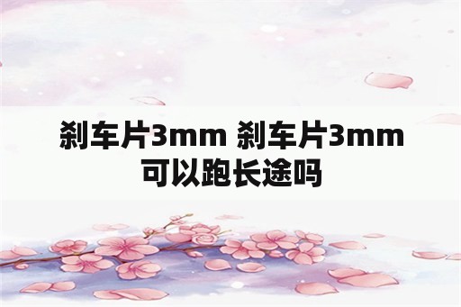 刹车片3mm 刹车片3mm可以跑长途吗