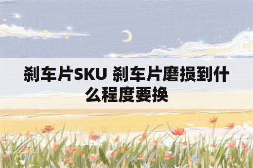 刹车片SKU 刹车片磨损到什么程度要换