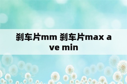 刹车片mm 刹车片max ave min