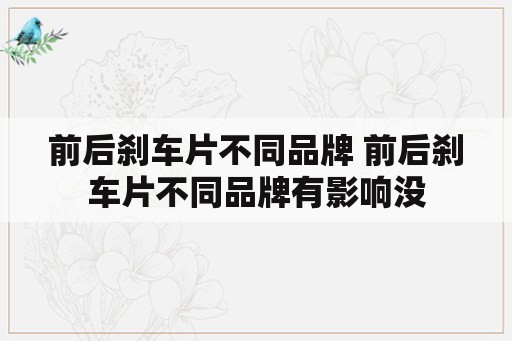 前后刹车片不同品牌 前后刹车片不同品牌有影响没