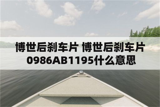 博世后刹车片 博世后刹车片 0986AB1195什么意思