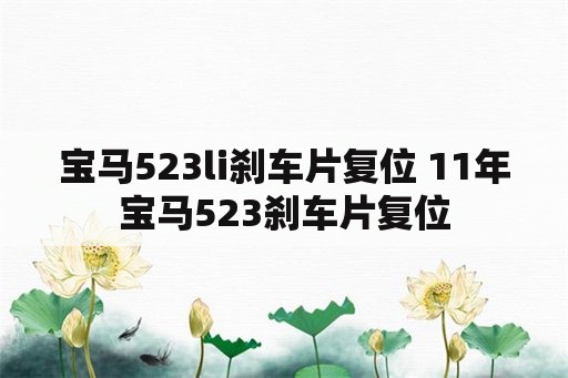 宝马523li刹车片复位 11年宝马523刹车片复位