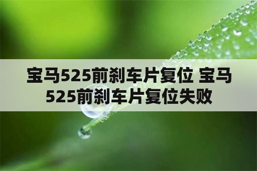 宝马525前刹车片复位 宝马525前刹车片复位失败