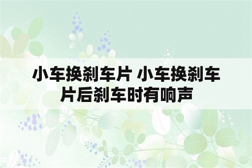 小车换刹车片 小车换刹车片后刹车时有响声