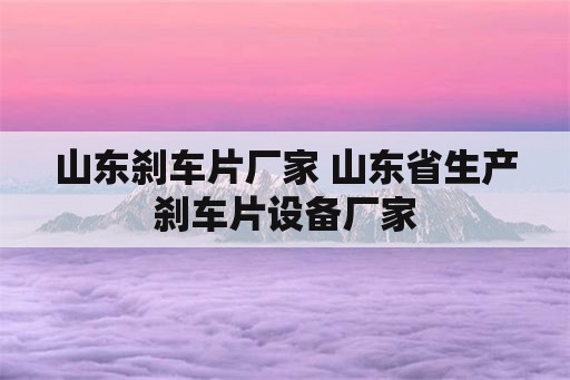 山东刹车片厂家 山东省生产刹车片设备厂家