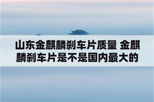 山东金麒麟刹车片质量 金麒麟刹车片是不是国内最大的厂家