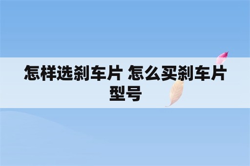 怎样选刹车片 怎么买刹车片型号