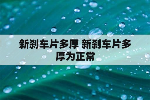 新刹车片多厚 新刹车片多厚为正常