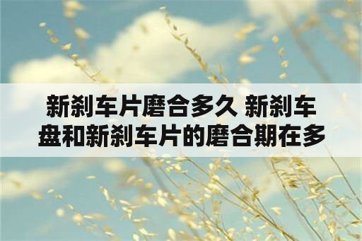 新刹车片磨合多久 新刹车盘和新刹车片的磨合期在多少