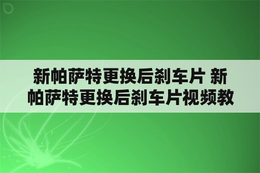 新帕萨特更换后刹车片 新帕萨特更换后刹车片视频教程