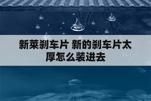 新莱刹车片 新的刹车片太厚怎么装进去