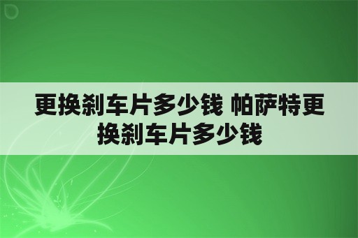 更换刹车片多少钱 帕萨特更换刹车片多少钱