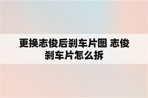 更换志俊后刹车片图 志俊刹车片怎么拆