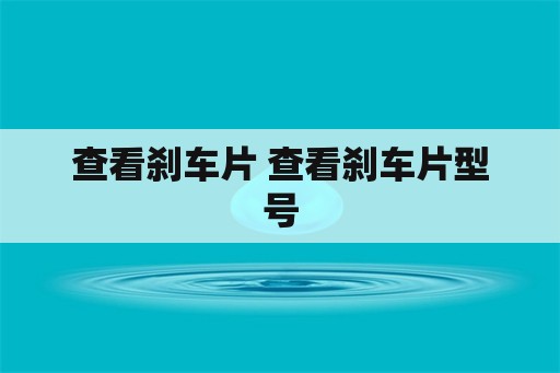 查看刹车片 查看刹车片型号