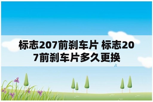 标志207前刹车片 标志207前刹车片多久更换