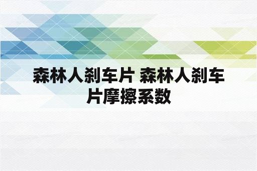 森林人刹车片 森林人刹车片摩擦系数