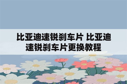 比亚迪速锐刹车片 比亚迪速锐刹车片更换教程