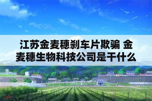 江苏金麦穗刹车片欺骗 金麦穗生物科技公司是干什么的