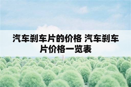 汽车刹车片的价格 汽车刹车片价格一览表