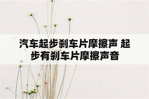 汽车起步刹车片摩擦声 起步有刹车片摩擦声音