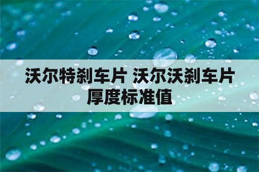 沃尔特刹车片 沃尔沃刹车片厚度标准值