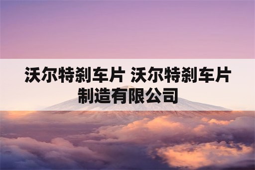 沃尔特刹车片 沃尔特刹车片制造有限公司