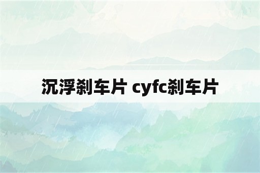 沉浮刹车片 cyfc刹车片