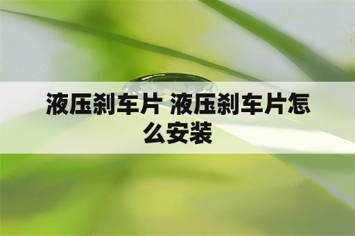 液压刹车片 液压刹车片怎么安装