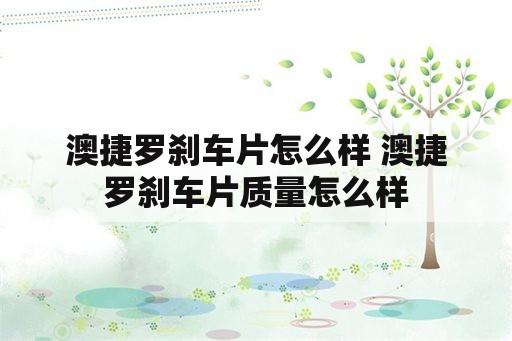 澳捷罗刹车片怎么样 澳捷罗刹车片质量怎么样