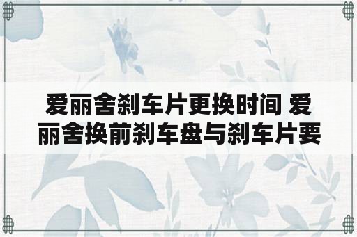 爱丽舍刹车片更换时间 爱丽舍换前刹车盘与刹车片要多少钱