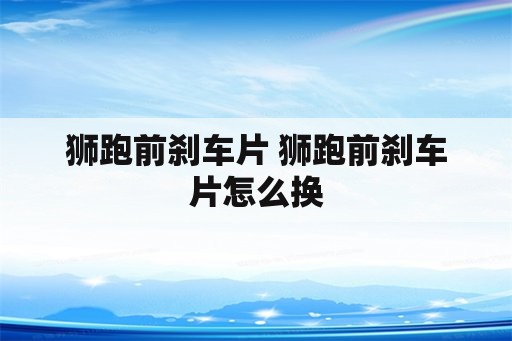 狮跑前刹车片 狮跑前刹车片怎么换